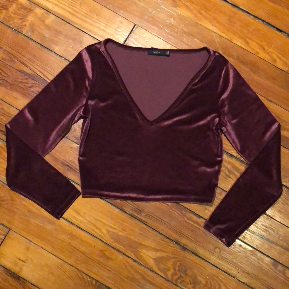Talula for Aritzia cropped velvet top